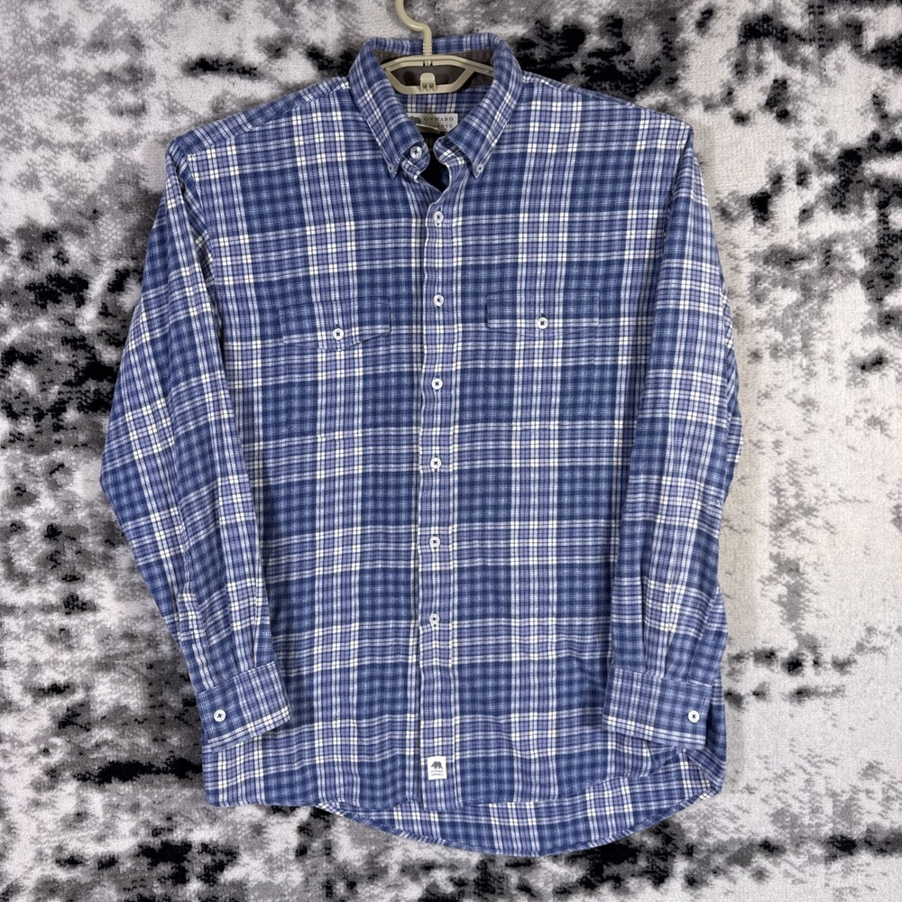 Onward Reserve Flannel Shirt Mens Size Medium Blue Plaid Check Cotton Preppy